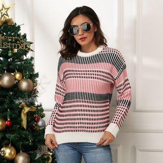 Long-sleeve Striped Knitted Top