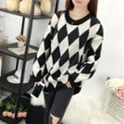 Argyle Print Knit Top