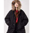 Faux-fur Lace-up Padded Jacket