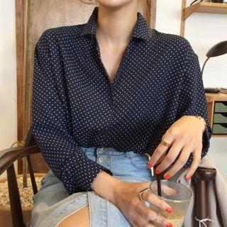 Dotted Blouse Sapphire Blue - One Size