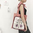 Embroidered Plaid Canvas Shopper Bag