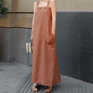 Wide Strap Plain Maxi Shift Dress