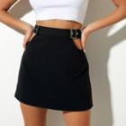 Buckled Cutout Mini Pencil Skirt