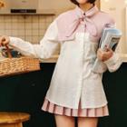 Ribbon Color Panel Shirt Pink - One Size