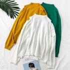 Off-shoulder Mock-neck Knit Sweater