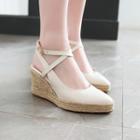Pointed-toe Ankle Strap Wedge-heel Sandals