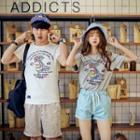 Couple Short-sleeve Embroidered T-shirt