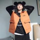 Ear-accent Colorblock Padded Vest