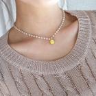 Faux-pearl Short Necklace Ivory - One Size