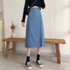 High-waist Side-slit A-line Semi Skirt
