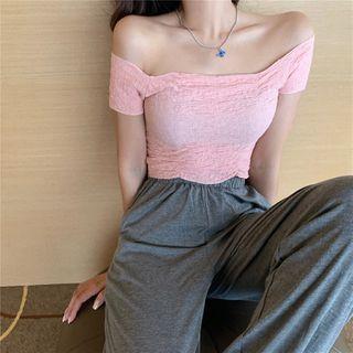 Shirred Camisole Top / Off-shoulder Short-sleeve Cropped T-shirt