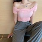 Shirred Camisole Top / Off-shoulder Short-sleeve Cropped T-shirt
