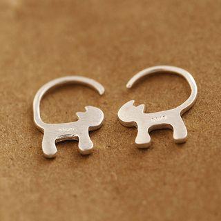 S925 Sterling Silver Cat Hoop Earrings