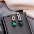 Faux Crystal Rhinestone Alloy Dangle Earring E2179-1 - 1 Pair - Green - One Size