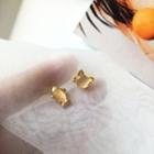 Cat & Fish Resin Asymmetrical Earring 1 Pair - S925 Silver Earring - Gold - One Size