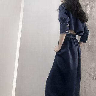 Open-back Stitched Shirtdress With Sash