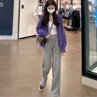 Plain Cardigan / Wide Leg Pants / Set