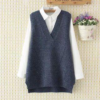 V-neck Pointelle Knit Vest