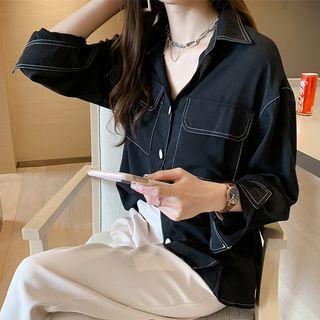 Long-sleeve Stitching Chiffon Shirt