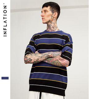 Oversized Drop-shoulder Striped Knit Top