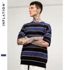 Oversized Drop-shoulder Striped Knit Top