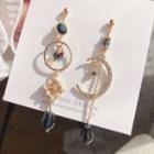 Asymmetrical Rhinestone Moon Drop Earring 1 Pair - As Shown In Figure - One Size