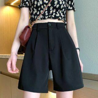 Plain Wide-leg Shorts / Belt