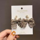 Faux Pearl Leopard Print Bow Drop Earring 1 Pair - Leopard - Brown - One Size