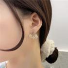 Flower Faux Pearl Rhinestone Earring 1 Pair - Earring - Silver Rhinestone - White - One Size