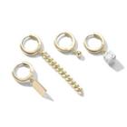 Set Of 4 : Resin Cube / Alloy Dangle Earring (assorted Designs) Set Of 4 Pcs - Gold - One Size
