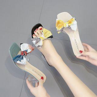 Bow Chunky Heel Transparent Sandals
