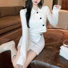 Asymmetrical Cropped Jacket / Mini Pencil Skirt