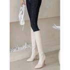 Pointy-toe Flared-heel Tall Boots