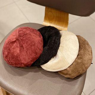 Letter Embroidered Corduroy Beret