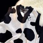 Cow Print Sweater Vest White - One Size
