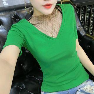 Sheer Panel Short-sleeve T-shirt