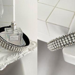 Faux-pearl Pav  Hair Band Black - One Size