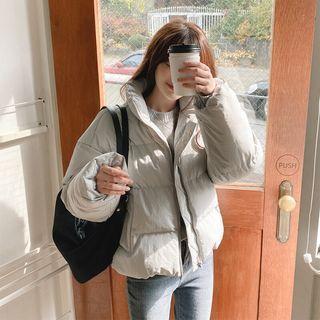 High-neck Puffer Jacket Sky Blue - One Size