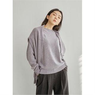 Raglan-sleeve Cashmere Blend Knit Top Purple - One Size
