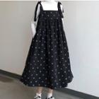 Dotted Midi Overall Dress