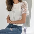 Lace-sleeve Cable Knit Top