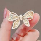 Faux Pearl Bow Brooch Ly2352 - Gold - One Size