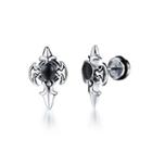 Fashion Domineering Black Cross 316l Stainless Steel Stud Earrings Silver - One Size
