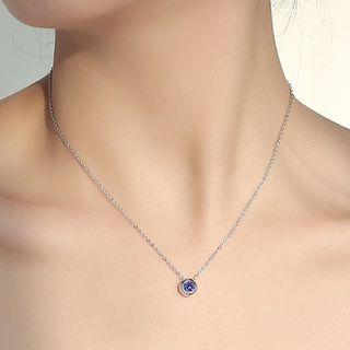 925 Sterling Silver Rhinestone Necklace 1 Pc - Rhinestone Necklace - One Size