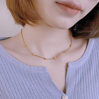 Bead Stainless Steel Necklace 2096 - Necklace - Gold - One Size