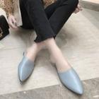 Faux Leather Pointed Toe Mules