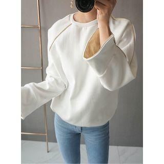 Contrast-trim Slit-cuff Pullover