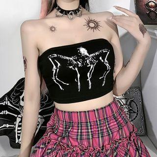 Skeleton Print Tube Top