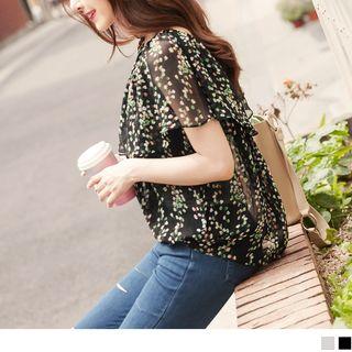 Floral Ruffle Layered Off Shoulder Top