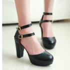 Chunky-heel Ankle Strap Pumps